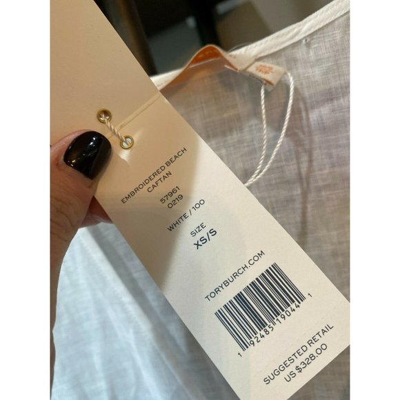 Tory Burch Ravena Embroidered Linen Beach Caftan - Picture 10 of 12